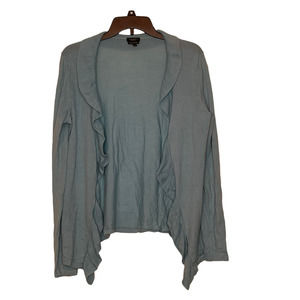 Talbots Womens Open Sweater Size Medium Teal 100% Merino‎ Wool Knit Long Sleeve